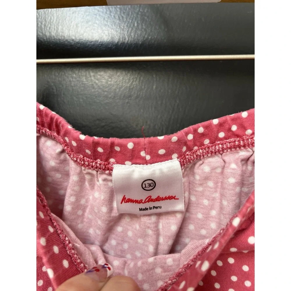 Hanna Andersson girls Sz 130 (8) pink white polka dot skirt